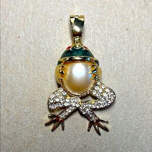 Wearable Art by Roman, Large Jeweled Frog Pendant
